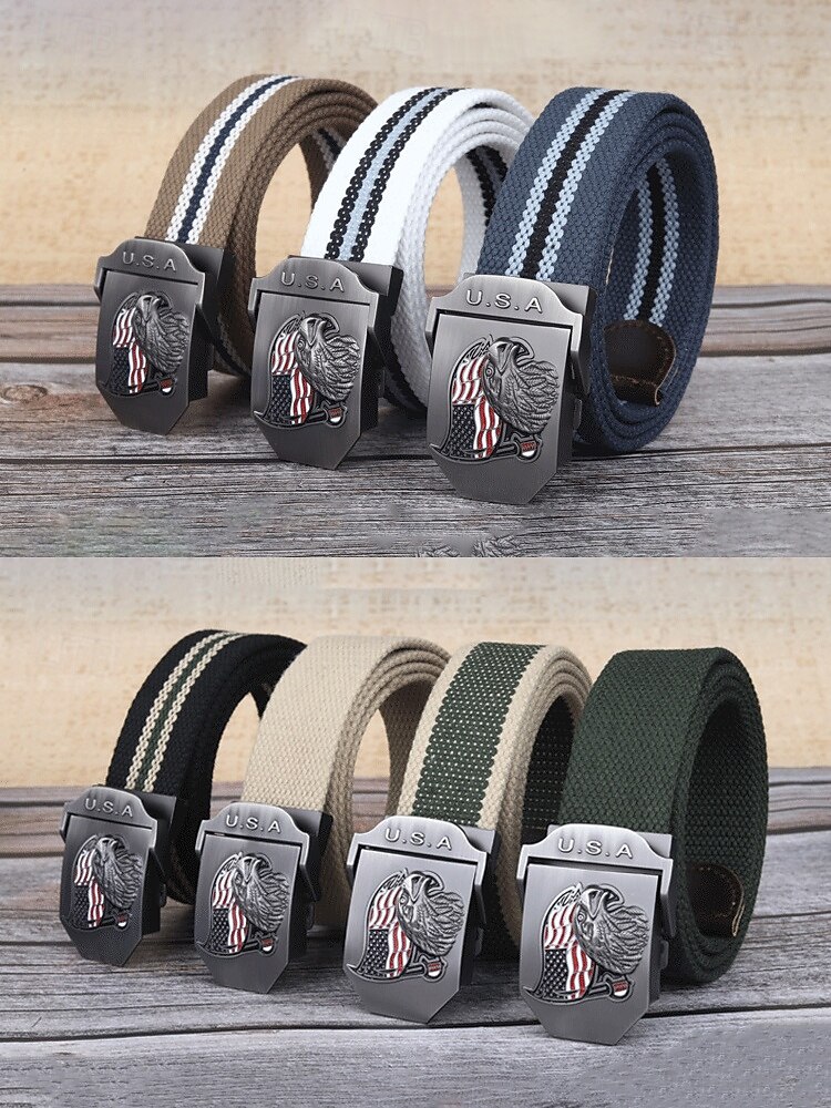 חגורת פוליאסטר מתכווננת לגברים עם אבזם דגל אמריקאי, חגורת מותן פטריוטית רב-צבעונית לאירועי יום השנה ה-250 לארה"ב, יום העצמאות, טיולים, חופשות ולבוש ספורטיבי קז'ואל 2026 - $11.99 –P4