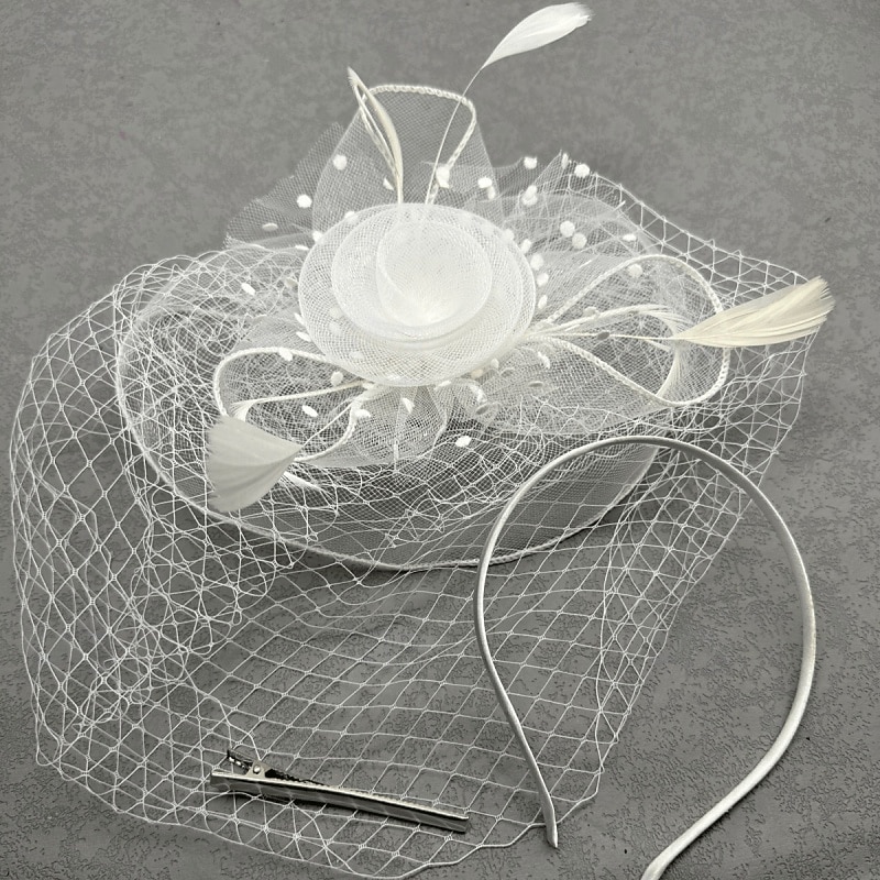 fascinators polyester Bryllup Bursdag Elegant Årgang søt stil Med Fjær Tyll Hodeplagg Hodeplagg 2026 - $17.49 –P5