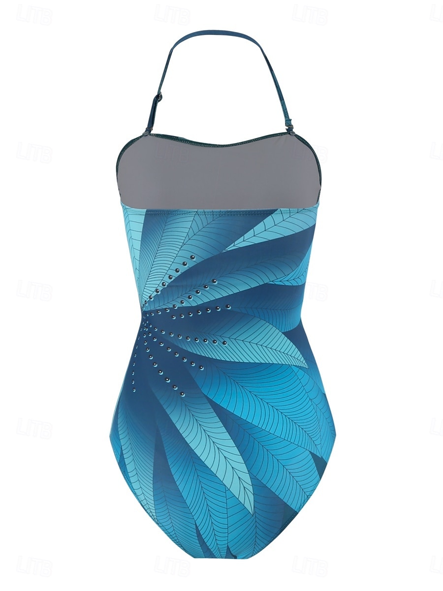 Women's Swimwear One Piece Monokini Swimsuit Tummy Control High Waist Slim Backless Vacation Beach Wear Ombre Leaves Halter Neck Sleeveless Bathing Suits 2026 - $48.99 –P7