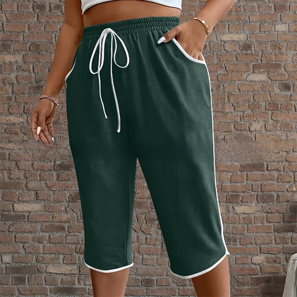 Women's Trousers Capri Pants Summer Pants Beach Pants Vacation Fashion Casual Daily Capris High Waist Plain Drawstring Patchwork Pocket Comfort Lightweight Breathable Micro-elastic Streetwear Beach 2026 - $20.99 –P15