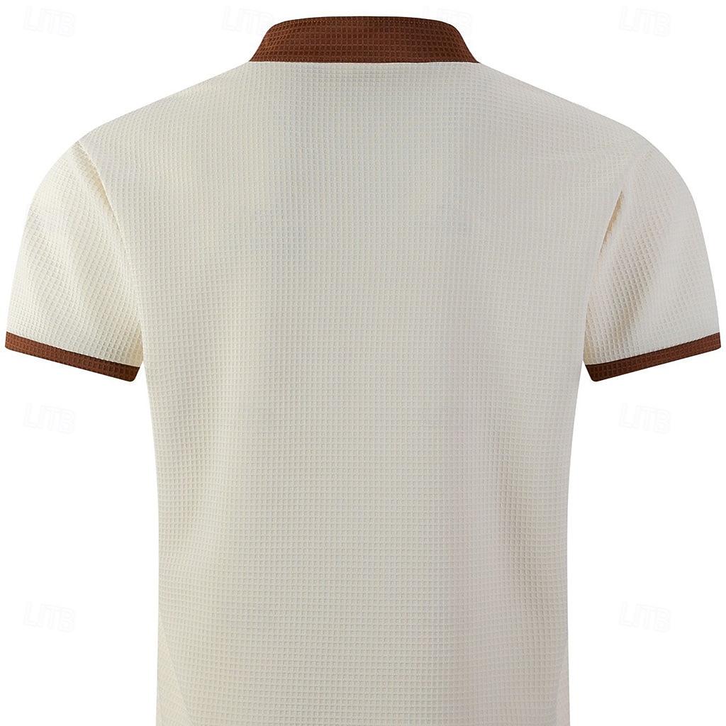 Per uomo Maglietta Waffle Maglietta Camicia a Maniche Corte Manica Corta Collo alla coreana Estate Primavera Blocco di colori Streetwear Elegante Casual Tasche Con zip Blocco di colore Casuale del 2026 a $22.99 –P3