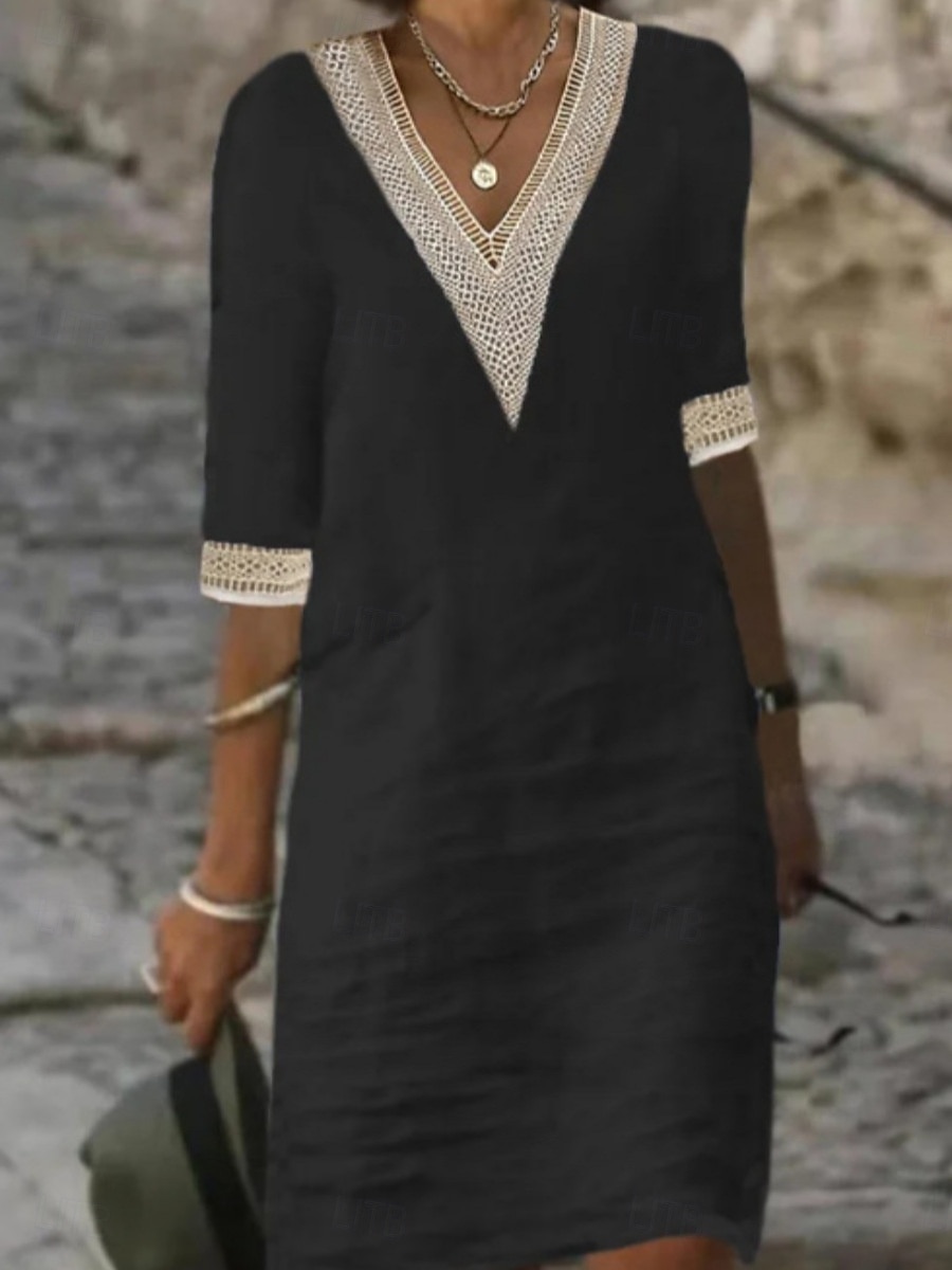 Per donna Abito al ginocchio Abito Bianco Elegante Moda Moderno All'aperto Vacanza Uscire Vestibilità regolare Semplice Senza Maniche Scollo a V Blu Nero Bianco Giallo Estate Primavera del 2026 a $25.99 –P2