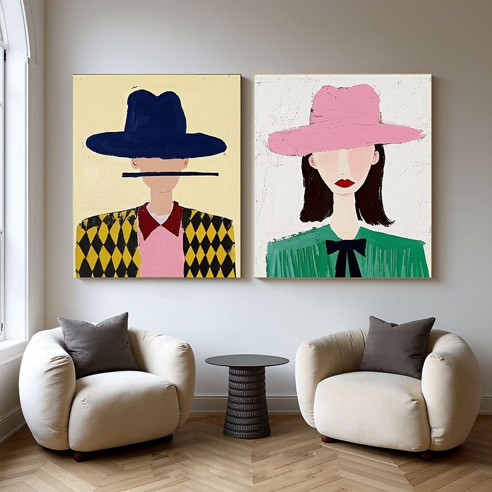 Original painting handmade Man and Woman Figurative Wall Art Neutral Minimalist Textured Canvas Abstract Couple Portrait Paintings for Stylish Interiors 2026 - $91.99 –P3