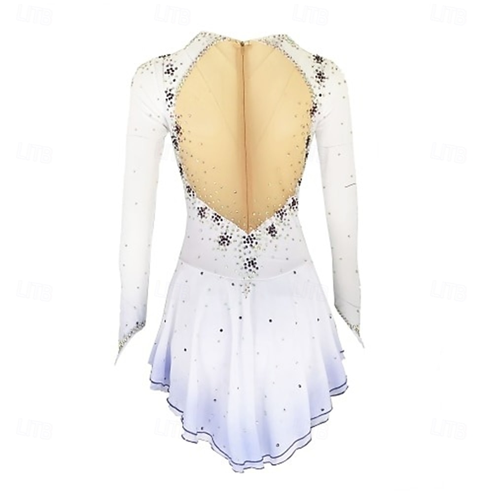 Figure Skating Dress Girls' Ice Skating Dress Violet White Yellow Patchwork Thumbhole Stretchy Training Competition Skating Wear Classic Crystal / Rhinestone Long Sleeve Ice Skating Figure Skating 2026 - $233.09 –P3