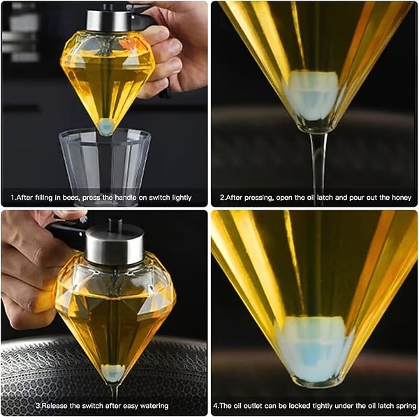 8oz Glass Diamond-Shaped Drip-Free Condiment Dispenser with Built-In Spout - Transparent Kitchen & Restaurant Oil Bottle for Olive Oil, Vinegar, Soy Sauce - Elegant Sturdy Container, Versatile 2026 - $24.99 –P5