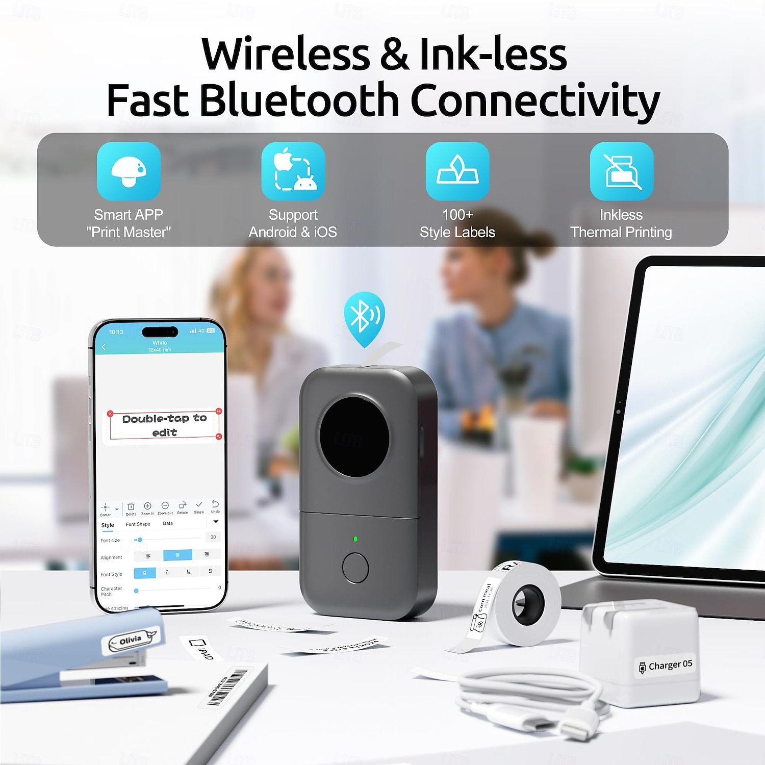 Bluetooth-Mini-Etikettendrucker, tragbarer Thermodrucker, kompakte wiederaufladbare Etiketten für Kinder, Schulen, Klassenzimmer und Lehrerbedarf, Etikettendrucker für Zuhause und Büro, kompatibel mit 2026 - $75.99 –P5