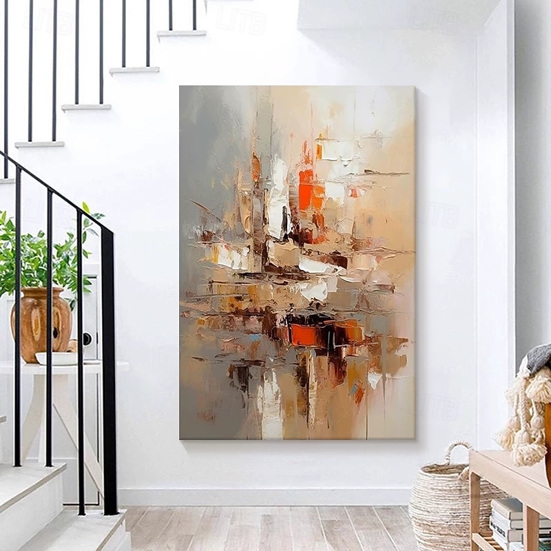 Pintura a óleo artesanal em tela, arte de parede moderna e abstrata para decoração de sala de estar, sala de jantar e quarto. Disponível em tela enrolada, sem moldura ou com moldura para pendurar. de 2026 por $75.99 –P1
