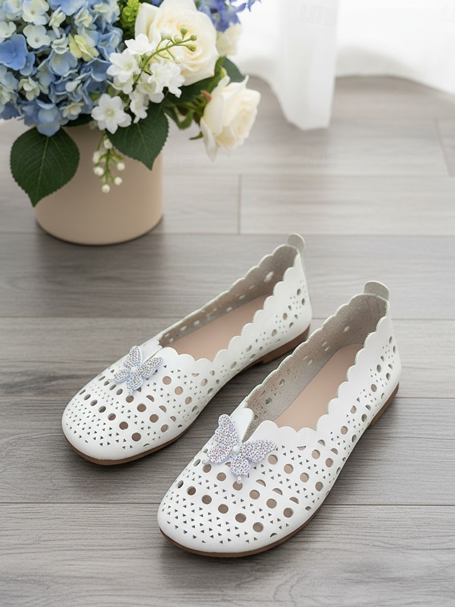 Sapatos femininos brancos de bico largo com borboleta de strass – mocassins vazados macios e respiráveis para uso casual, viagens e dia a dia. de 2026 por $19.99 –P7