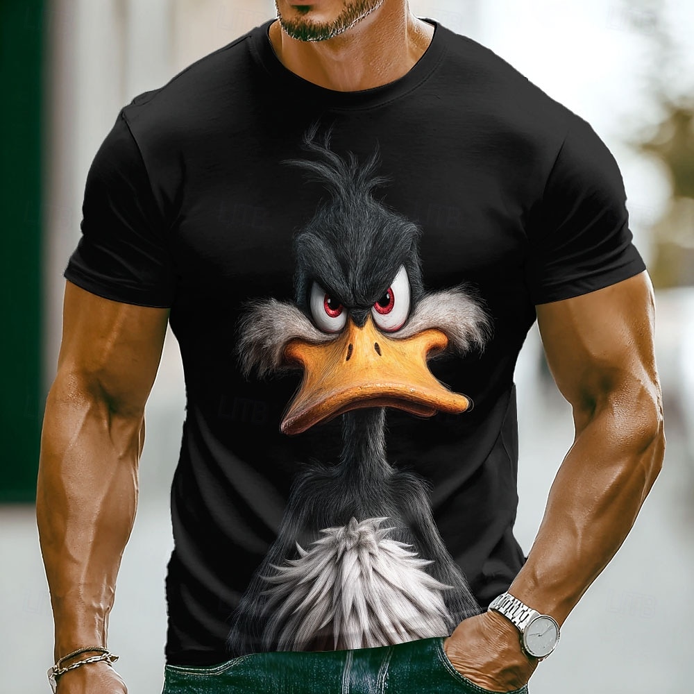Herre Dyr Morsom And T skjorte Kortermet T skjorte 3D-utskrift Crew-hals Skjorte overdrevet Designer Fest Ferie Svart Gul Sommer Vår Klær S M L XL XXL XXXL 2026 - $9.99 –P2