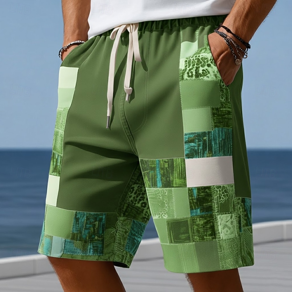 Herren Farbblock Patchwork Karo / Karomuster Badehosen Badeshorts Boardshorts Mittlere Taille Modisch lässig Outdoor Urlaub Alltagskleidung Seitentaschen Netzfutter Elastischer Kordelzug in der Taille 2026 - $20.99 –P4