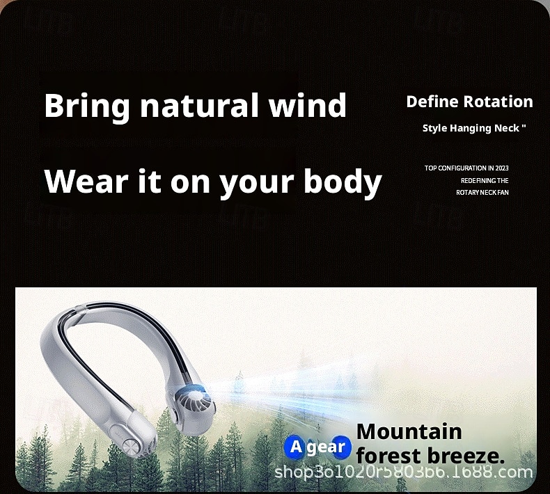 Ventilateur de cou portable - Ventilateur de cou rotatif - Ventilateur rafraîchissant rechargeable USB-C, 3 vitesses, design sans pales mains libres, idéal pour les tentes et les activités de plein de 2026 ? $46.99 –P21