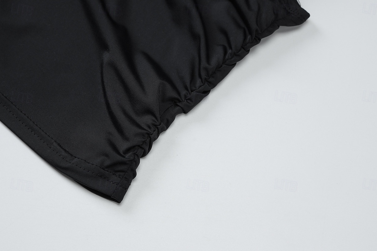 Dame Singleter Slim fit topp Rynket side Elegant Stilfull Varmt Ermeløs Grimehals Crop Tops Daglig Ut på byen Date Night antrekk Svart Hvit kaffe Sommer Vår 2026 - $18.49 –P7