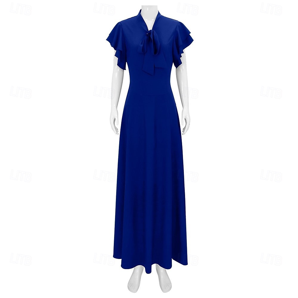 Vintage Rugido 20s 1920s Longitud Larga Vestidos Vestido Flapper Mangas cortas El gran Gatsby charlestón Color sólido Corte A Escote en Pico Disfraz Mujer Víspera de Todos los Santos Carnaval bar 2026 - $57.99 –P3