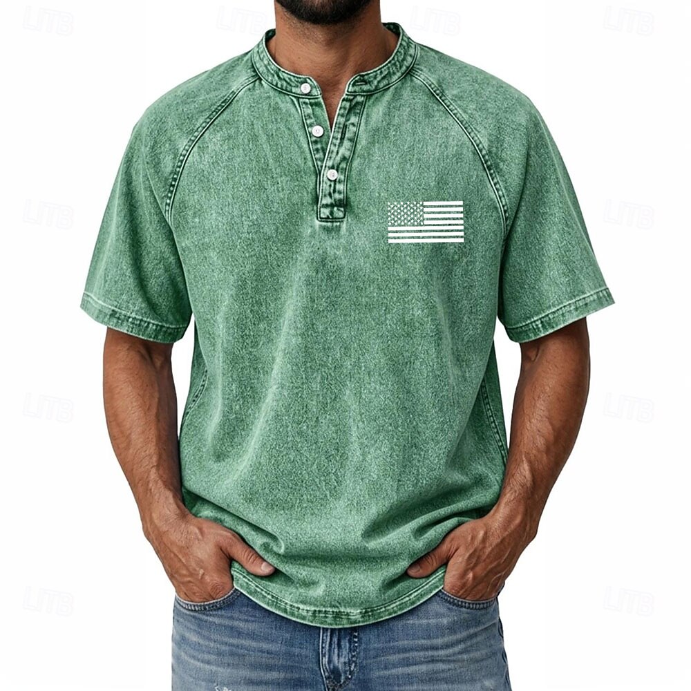 T-shirt graphique américain US Flag pour homme SoftFade™ chemise en denim 100 % coton chemise acid wash haut à manches courtes vintage streetwear maison rue été printemps noir rose vert clair gris de 2026 ? $31.99 –P6