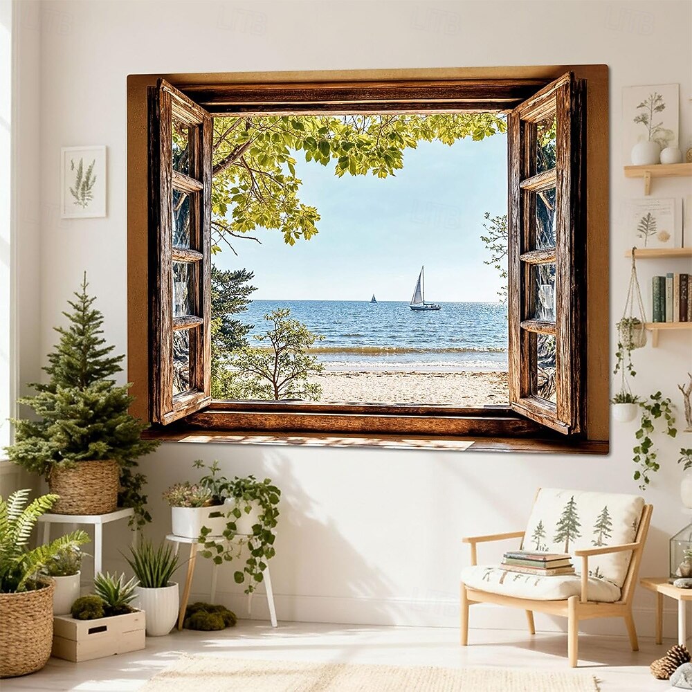 3D Zen Garden Window View Wall Tapestry Cherry Blossoms Sakura Pond Rocks Shoji Screen Tea Set Home Decor Living Room Bedroom Backdrop Office Mural Art 2026 - $19.99 –P12