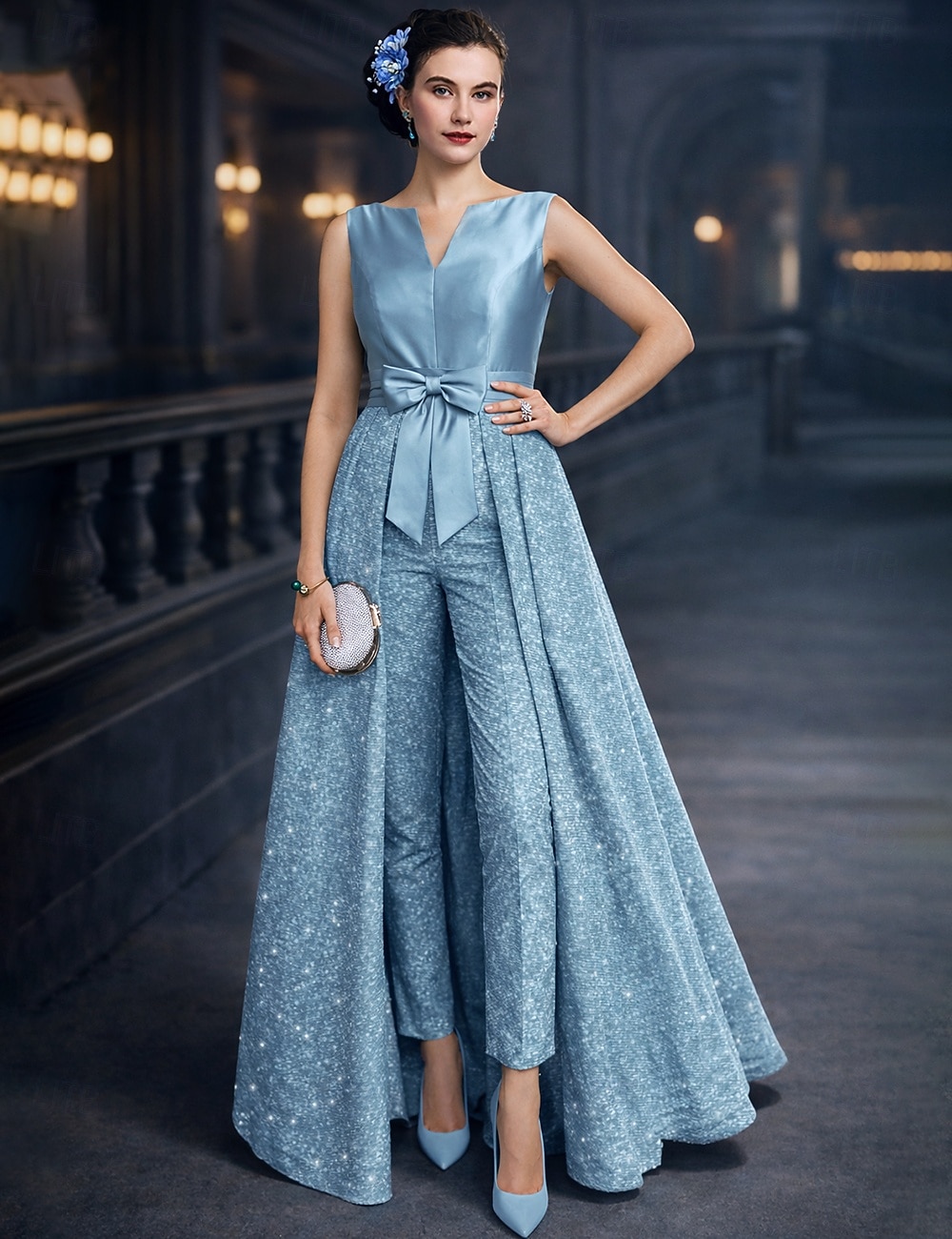 Tuta Completo Pantalone Tre Pezzi Lunghezza alla caviglia Abito da cerimonia per signora Manica 3/4 Scollo Tondo Elegante Brillare & Splendere Formale Ospite di nozze Ricevimento di matrimonio Con del 2026 a $206.99 –P3