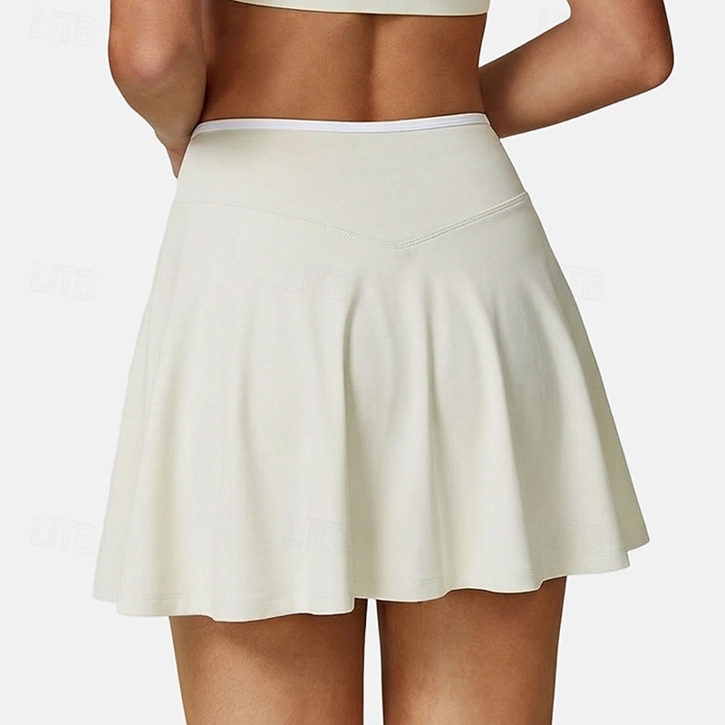 Damskie Solidne kolory Spódnica casualowa Spódnice tenisowe z szortami Spódnica sportowa Kieszeń Wysoka talia Elastyczny Odvádí pot Oddychający Bransoletka tenisowa Golf Pikle Spódnica Czarny Biały 2026 - $25.99 –P2