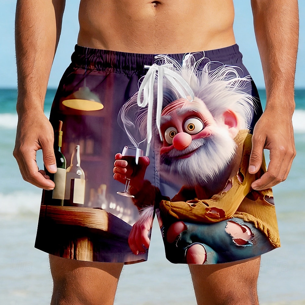 Herren Comic-Figuren Lustig Alter Mann Badehosen Badeshorts Boardshorts Mittlere Taille Retro Vintage Outdoor Urlaub Alltagskleidung Seitentaschen Netzfutter Elastischer Kordelzug in der Taille 2026 - $20.99 –P2