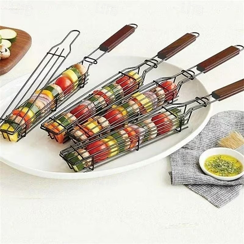 Conjunto de 2 grelhas antiaderentes, utensílios portáteis de metal para grelhar carvão, adequados para legumes e carnes, perfeitos para acampamentos ao ar livre, piqueniques, caminhadas e churrascos. de 2026 por $16.99 –P1
