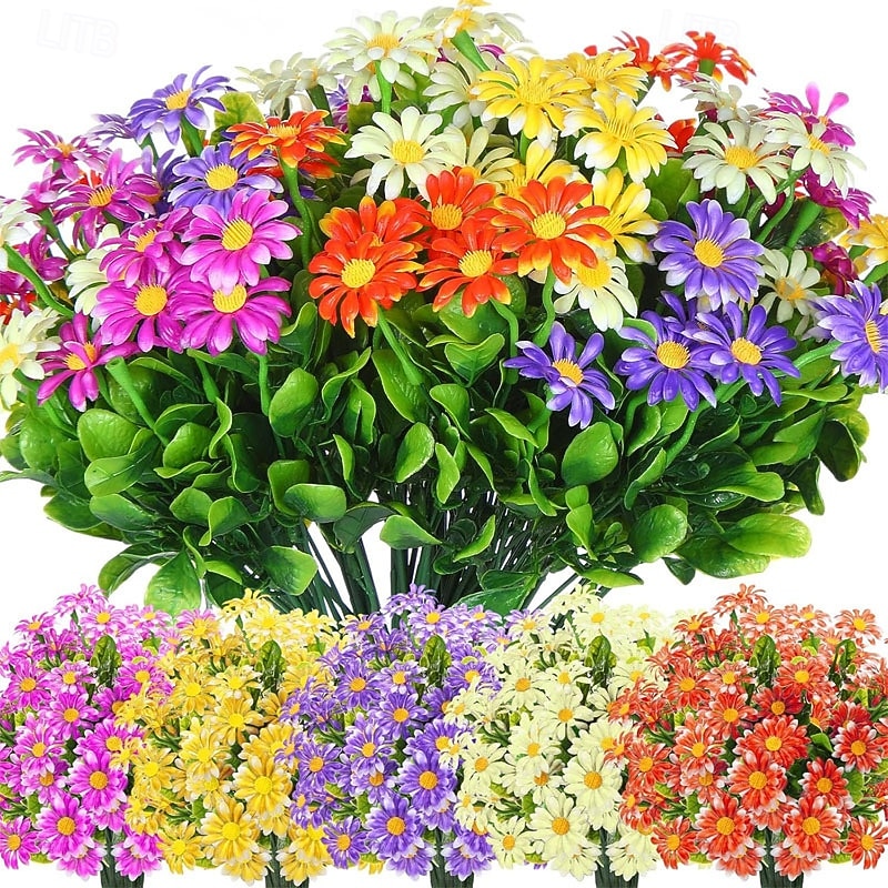 20 unidades de margaridas verdes artificiais &Crisântemos artificiais para decoração de interiores e exteriores, cercas de jardim, centros de mesa de jantar, arranjos florais de plástico. de 2026 por $31.99 –P1
