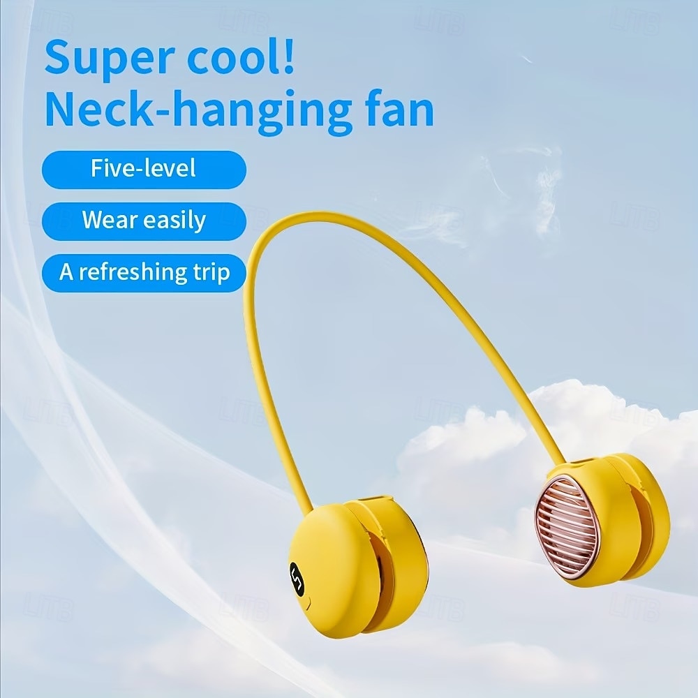 Neck-worn Fan Featuring 5-speed Cooling, Dual-turbo Technology, And Ultra-quiet 40-decibel Operation Lightweight And Skin-friendly Design, Ideal For Travel, Outdoor Activities, And Everyday Use 2026 - $17.99 –P6