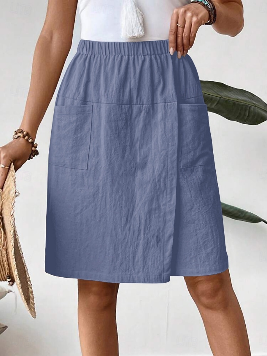 Γυναικεία Λινό από ψεύτικο βαμβάκι Σορτσάκια Καλοκαιρινό σορτς Διακοπές Μοντέρνα Κομψό στυλ street Μήκος γόνατος Ψηλή Μέση Σκέτο Κορδόνι Τσέπη Ελαστική μέση Άνεση Ικανότητα να αναπνέει Άνετο 2026 - $21.99 –P10