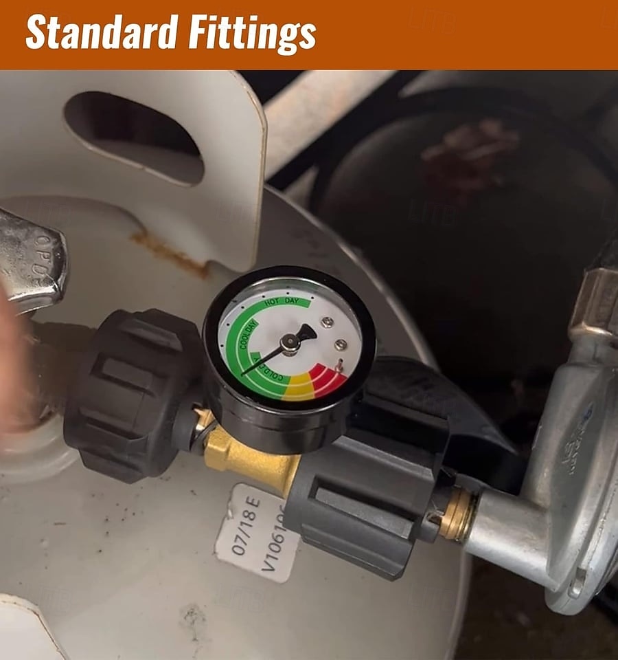 Univerzális propántartály-mérő 5–40 fontos PB-palackokhoz, gázszintjelző grillhez, fűtőtesthez, lakókocsihoz, QCC1 csatlakozó, propán üzemanyagszintmérő grillhez, kültéri kempingfőzőhöz, 2026 - $27.99 –P5