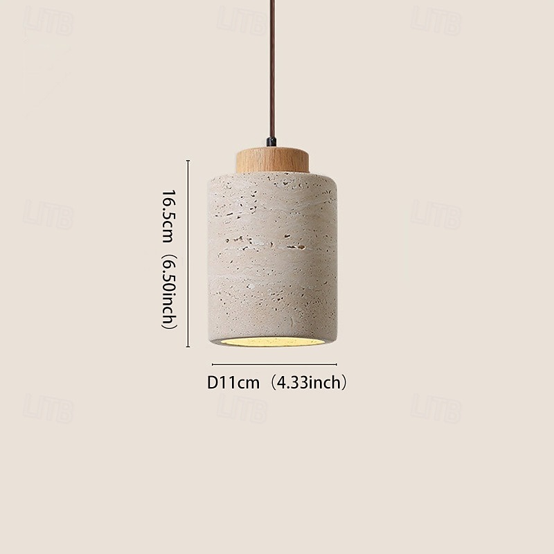 Lampadario a sospensione cilindrico wabi-sabi in pietra naturale, moderno, in legno rustico, stile industriale, ideale per sala da pranzo, isola cucina, camera da letto in stile rustico (lampadina di ricambio in omaggio!). del 2026 a $107.99 –P20