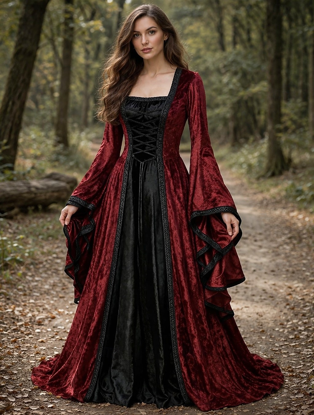 Středověké Renesanční Šaty Fancy kostým Dlouhé rukávy Čerodějnice Viking Maškarní kostým Dámské Keltské Fantazie předvečer Všech svatých Karneval Výkon LARP Ren Faire Dospělé Šaty 2026 - $57.99 –P6