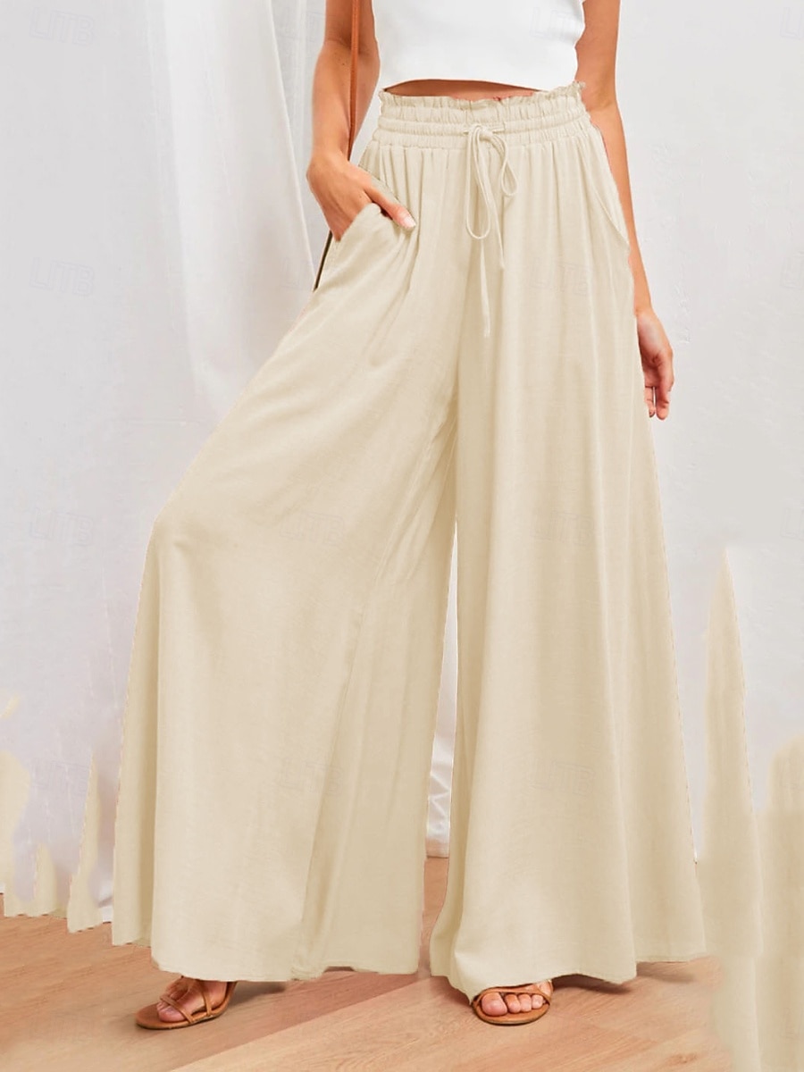 Dam Trosor Kinesiska Aktiv Streetwear Ledigt Fullängd Medium Midja Slät Snörning Bekväm Oelastisk Dagligen Utomhus Gata Aprikos Svart Mörk marin Kaki Sommar Vår Lös passning 2026 - $22.99 –P2