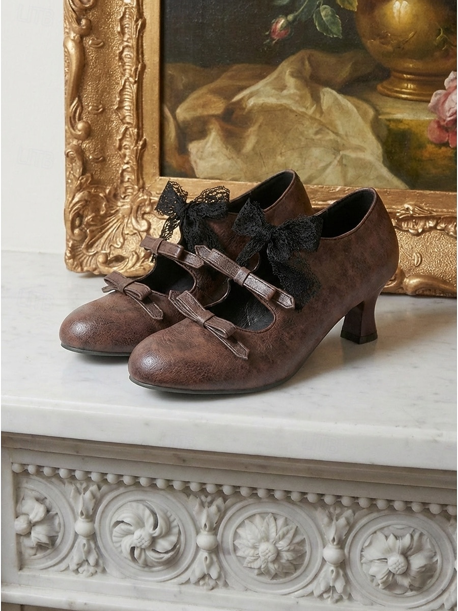 Mary Jane in stile vittoriano da donna: eleganti décolleté retrò edoardiane con triplo fiocco e nastro in pizzo per matrimoni vintage e feste del tè &costumi d'epoca del 2026 a $59.99 –P2