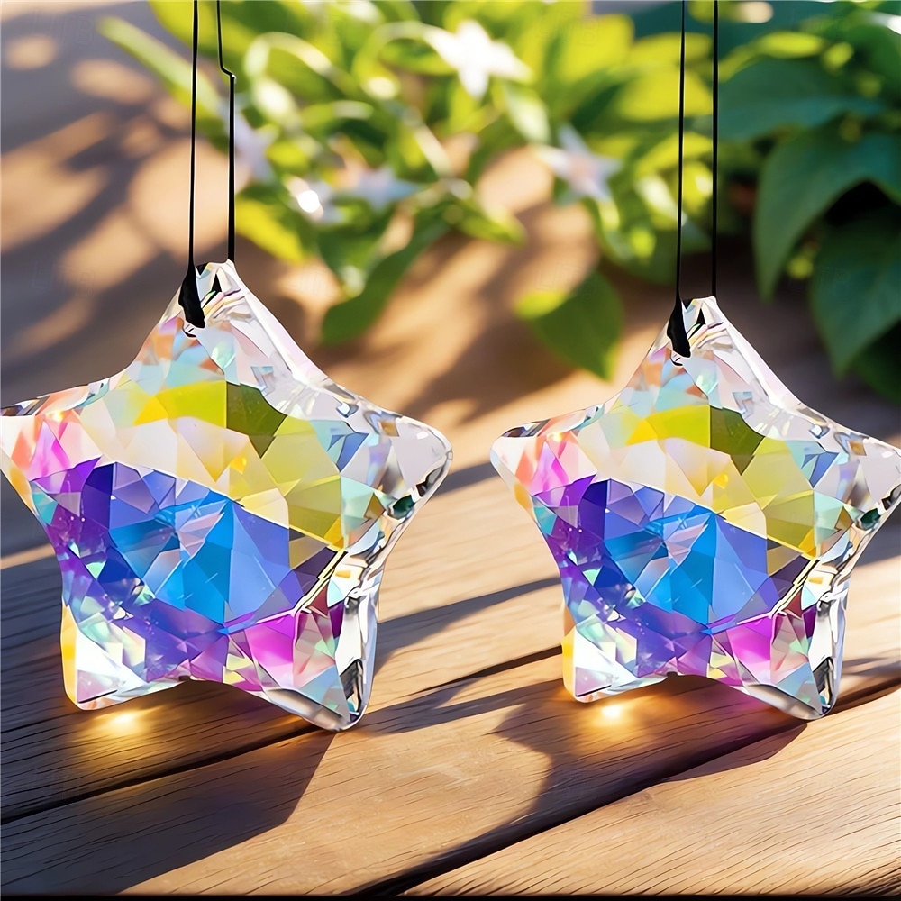 1/6Pcs Rainbow Pentagram Star Crystal Suncatcher  Prism Pendant Crafts for Home Office Garden Decoration Rainbow Maker Window Pendant 2026 - $9.99 –P1