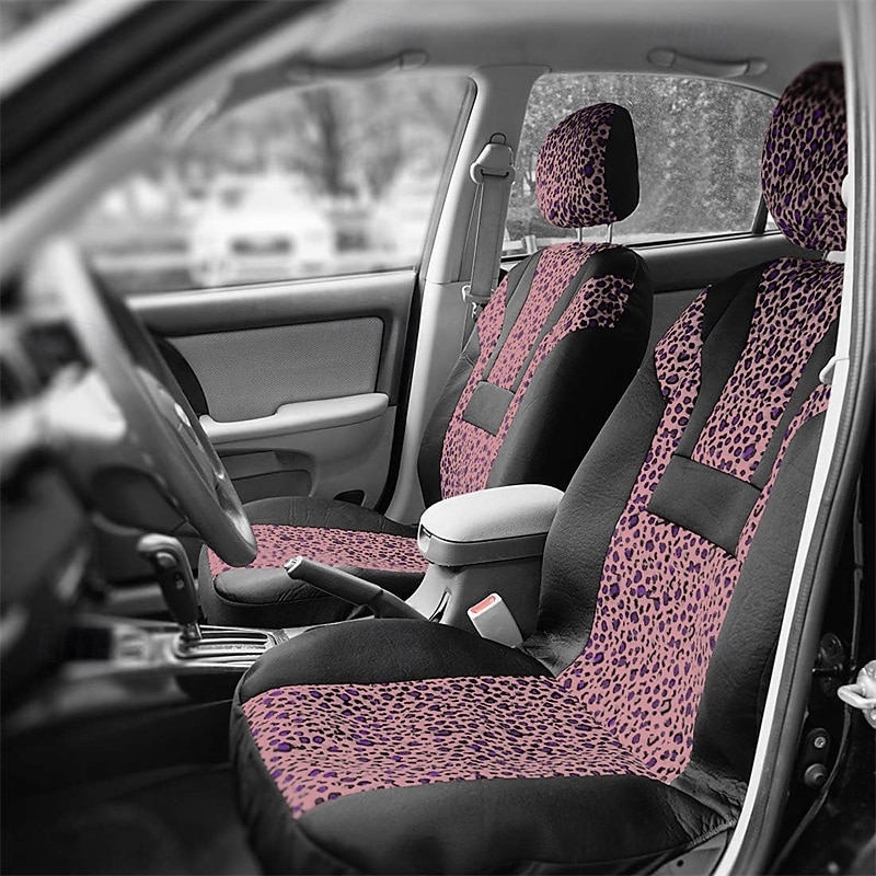 Leopard Print Car Seat Covers for Front Seats, Universal Fit Animal Cheetah Print Auto Seat Protectors, Soft Breathable Interior Accessories for Women & Men, Set of 2, Fashion Car Decor 2026 - $75.99 –P5