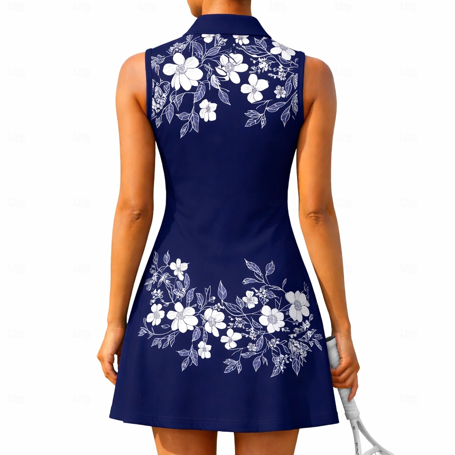 Per donna Floreale Abito da tennis Abito sportivo Senza Maniche Stampato Traspirante Pallavolo Tennis Golf Colletto Polo Collo con zip Vestito Lilla Nero con Bianco Blu marino scuro Abbigliamento da del 2026 a $27.99 –P2