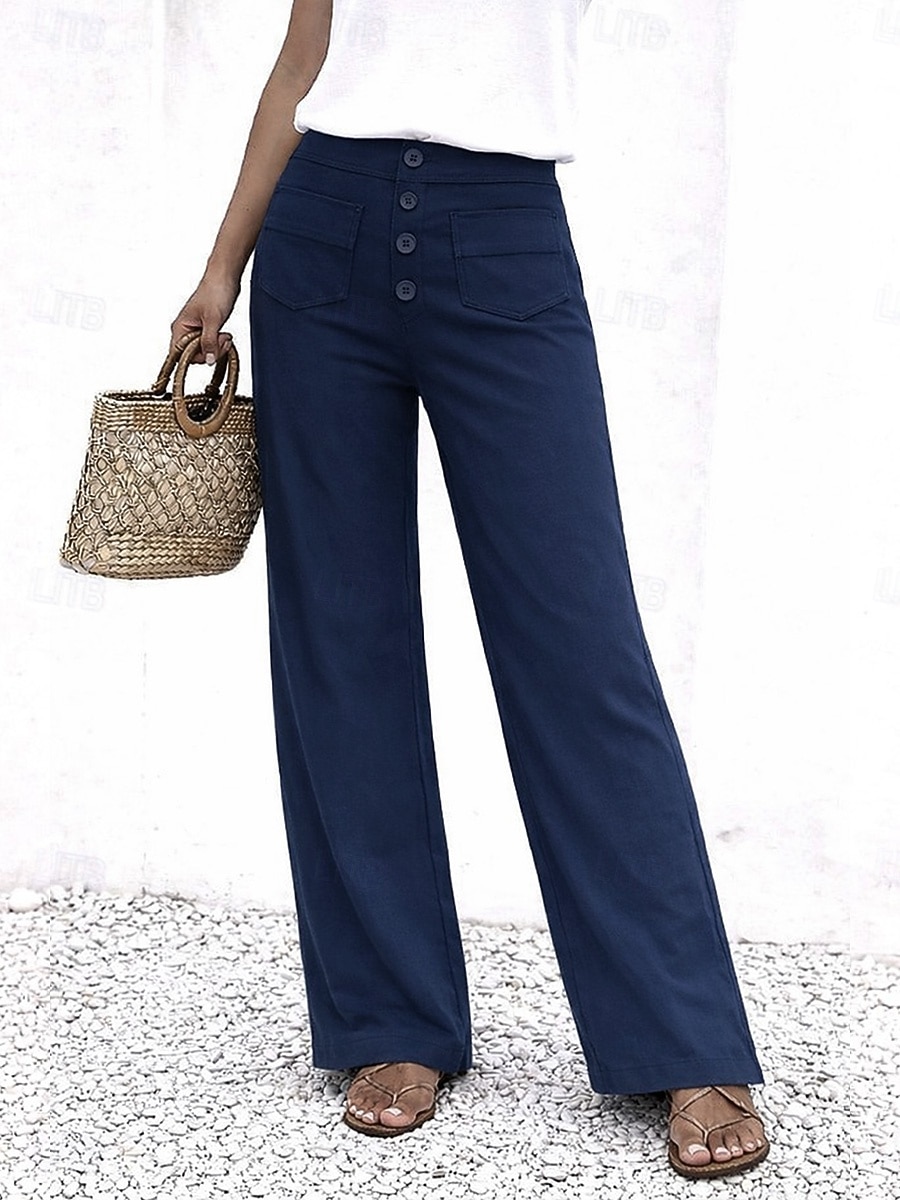 Pentru femei chinez Drept Elegant Vacanță Modă Lungime totală Talie Înaltă Simplu Confortabil Confort Απαλό Micro-elastic Zilnic În aer liber Stradă Albastru piscină Bleumarin Alb Verde Militar Var 2026 - $27.99 –P5