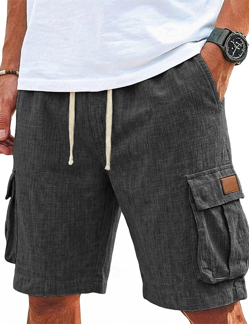 Herren Shorts Leinenshorts Sommershorts Strandshorts Kordelzug Elastischer Bund Mehrere Taschen Einfach Komfort Atmungsaktiv Knielang Täglich Outdoor Ferien Urlaub Mode Schwarz Grün Unelastisch 2026 - $24.99 –P2