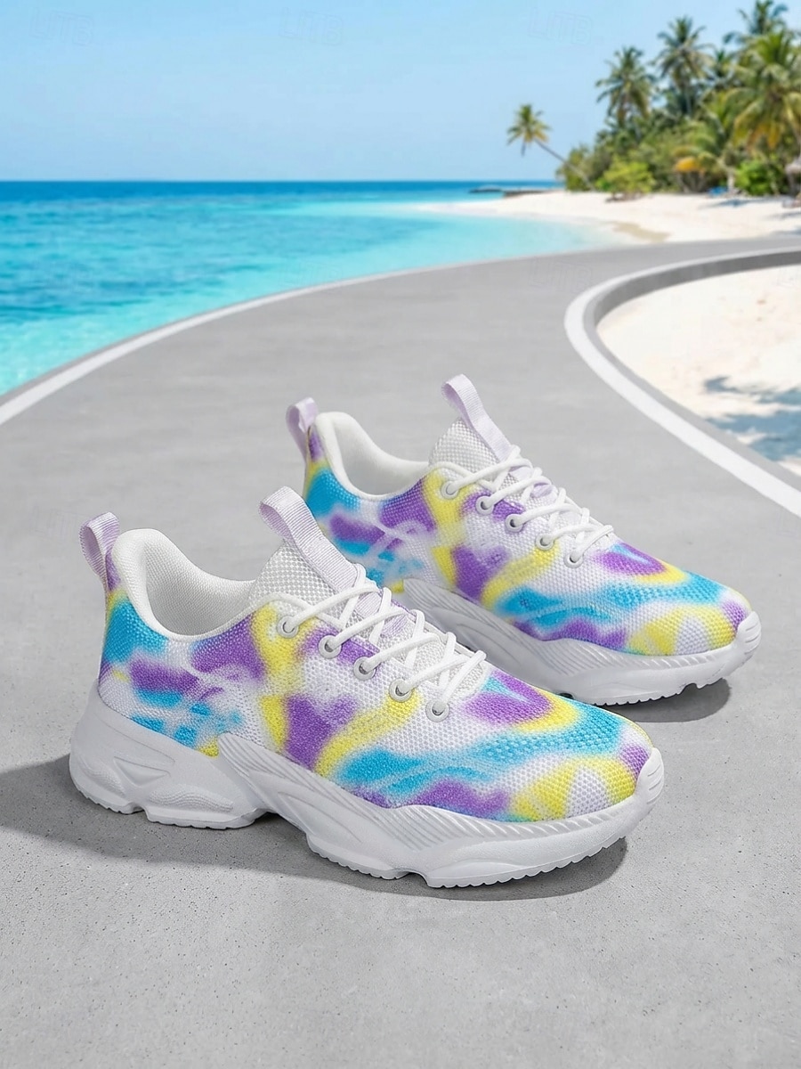 Damen-Laufschuhe mit Batikmuster und Schnürung – atmungsaktive, leichte Mesh-Sneaker zum Joggen, Strandlaufen und fürs Fitnessstudio &Freizeitkleidung 2026 - $32.99 –P7