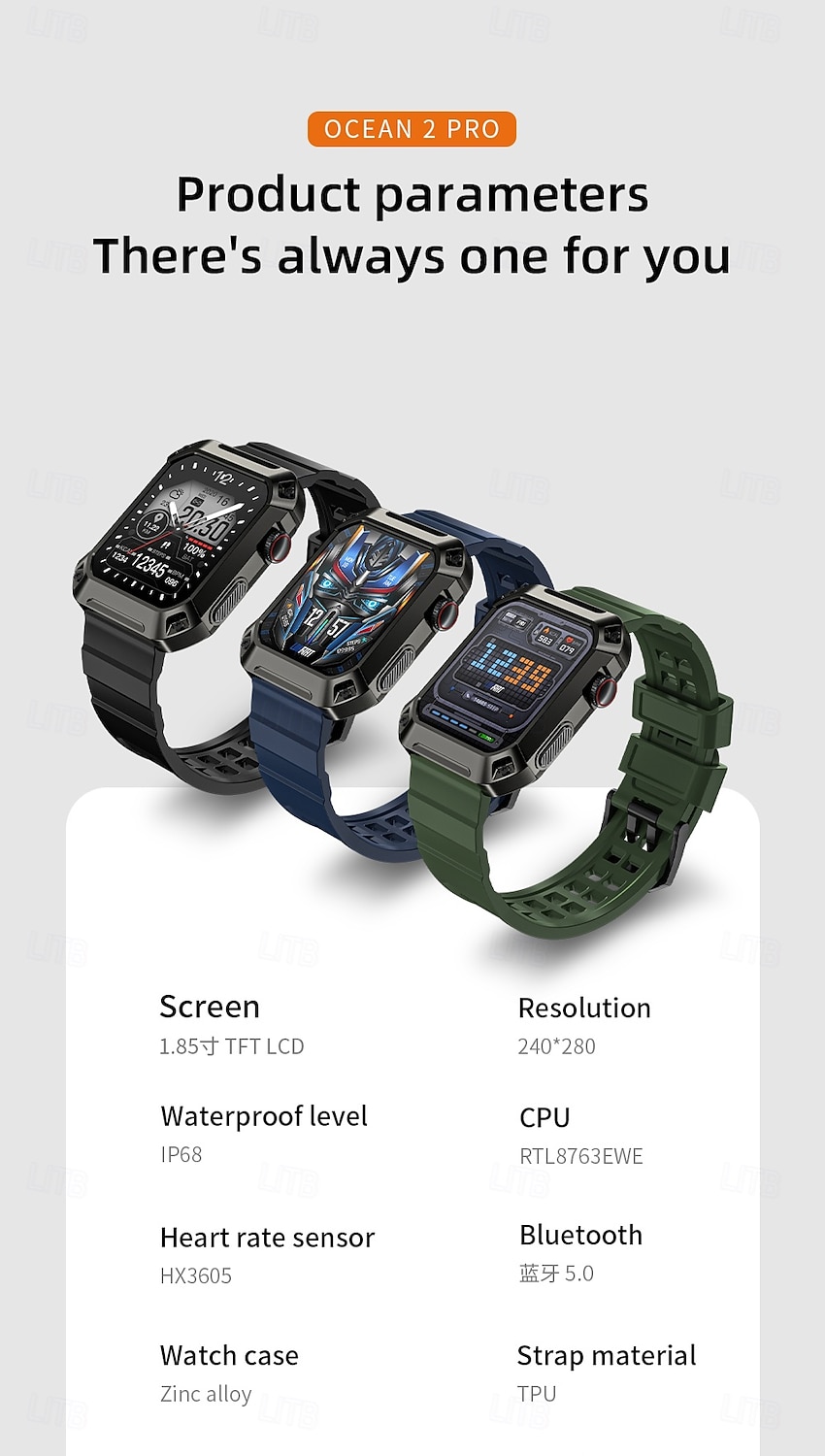 LOKMAT OCEAN 2 PRO Smart Watch 1.85 inch Bluetooth Calling Smartwatch Pedometer Call Reminder Sleep Tracker Compatible with Android iOS Unisex Long Standby Hands-Free Calls Waterproof IP68 51mm Watch 2026 - $36.99 –P18