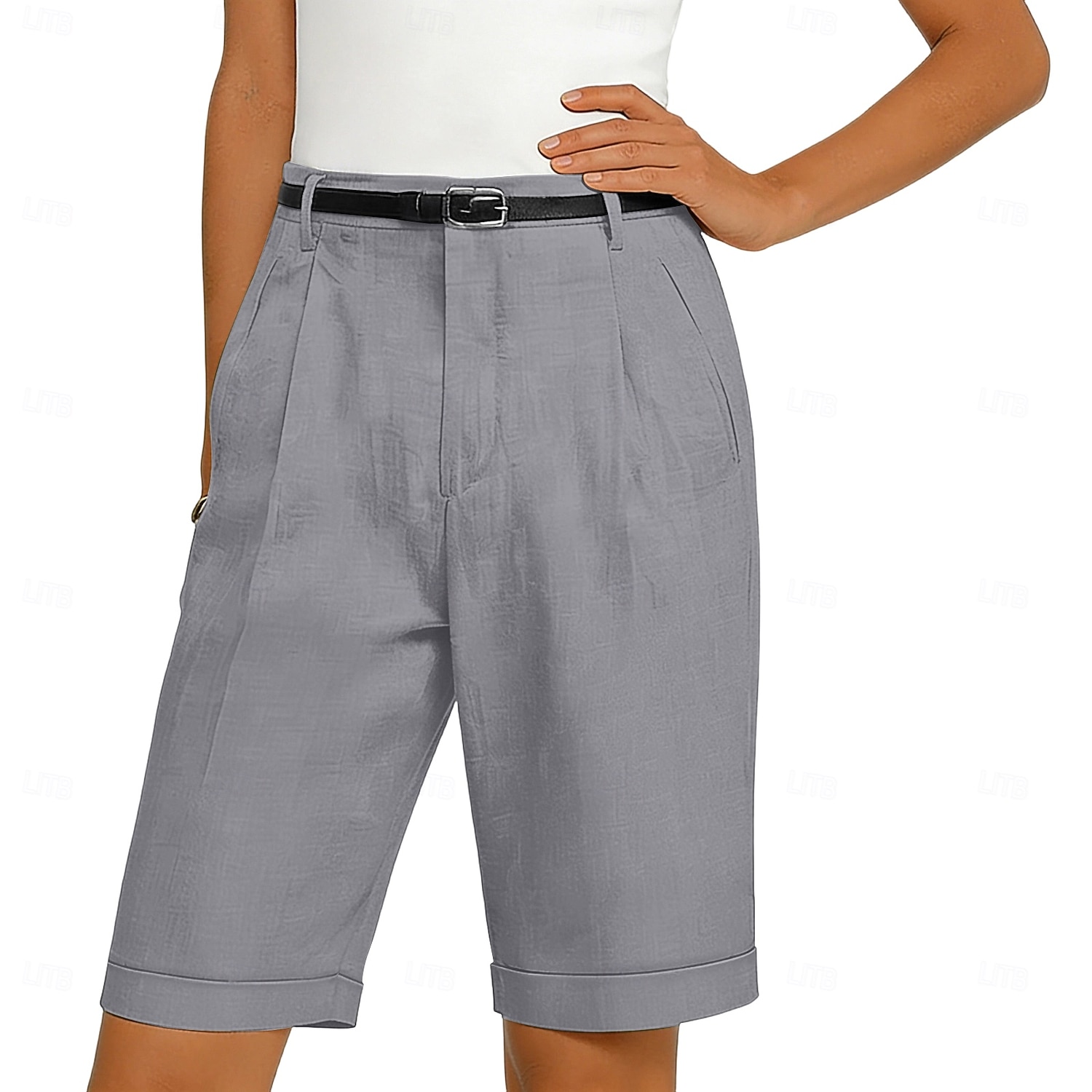 Per donna Shorts Shorts di Lino Shorts eleganti Pantaloncini Estivi Vacanza Moda Essenziale Lunghezza al ginocchio Vita media Semplice Tasca Elastico in vita Gamba Dritta Leggero Confortevole del 2026 a $22.99 –P3