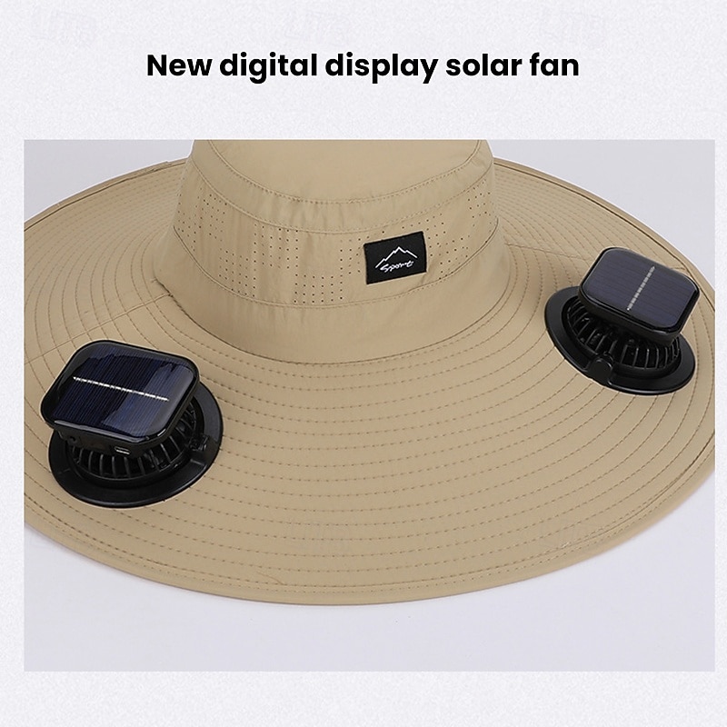 2026 New Solar-Powered Outdoor Sun Hat with Dual Fans, Digital Battery Display, Wide Brim, Lightweight Breathable Cap for Hiking, Fishing, Camping, Travel, Beach, Summer 2026 - $35.99 –P8