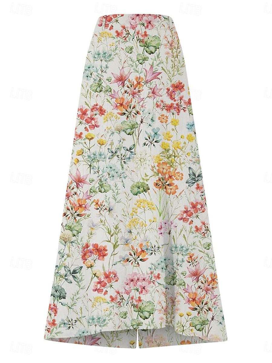 בגדי ריקוד נשים חצאית לחופשה אופנתי יום יומי מקסי מותניים גבוהים חצאיות פרחוני אותיות דפוס קשיח יומי רחוב לבן צהוב ורוד מסמיק קיץ פוליאסטר 2026 - $25.99 –P4
