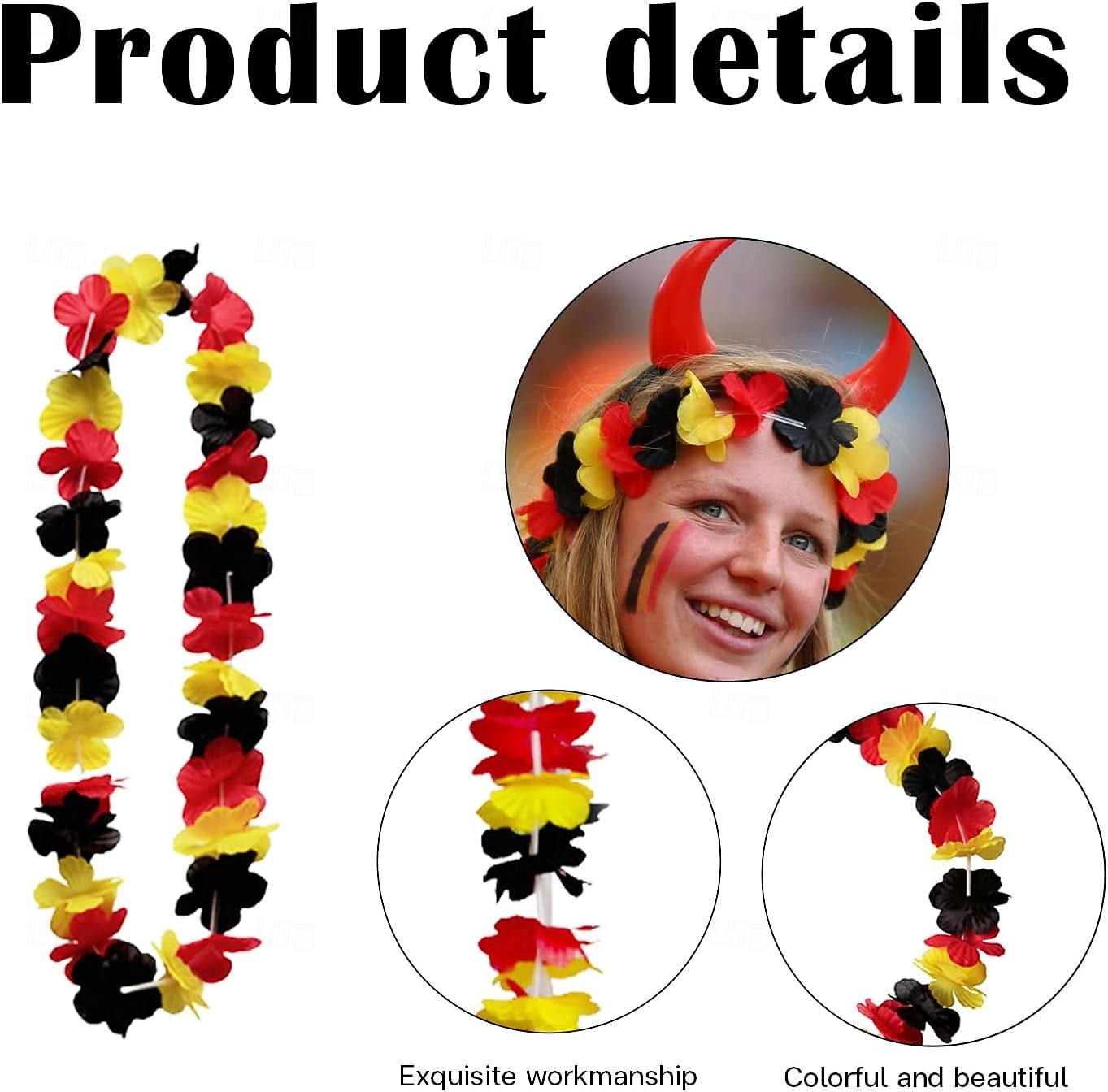Ghirlanda di fiori per tifosi tedeschi per la partita della Coppa del Mondo di calcio estiva, accessori per feste, ghirlanda da collo per i tifosi &spirito di festa del 2026 a $13.99 –P6