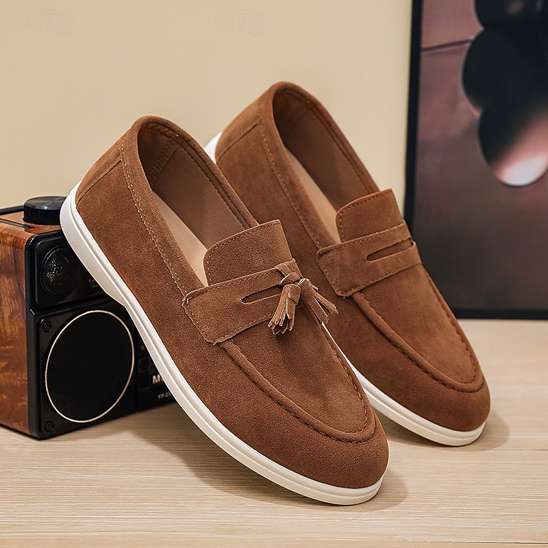 Mocassins masculinos de camurça com borla – sapatos clássicos de verão, sem cadarço, com sola macia e flexível, leves e estilosos, ideais para uso casual, viagens e lazer ao ar livre. de 2026 por $42.99 –P1