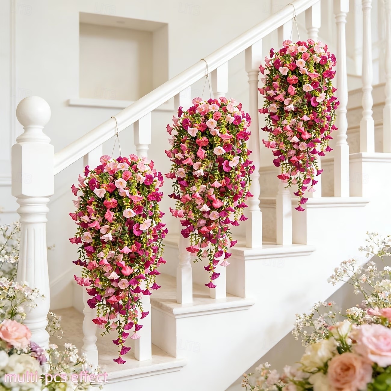 Lot de 2 ou 4 guirlandes de liserons artificiels réalistes (maille 69) à suspendre – fleurs artificielles roses et rouge rosé, résistantes aux UV, idéales pour la décoration intérieure et extérieure, de 2026 ? $15.99 –P1