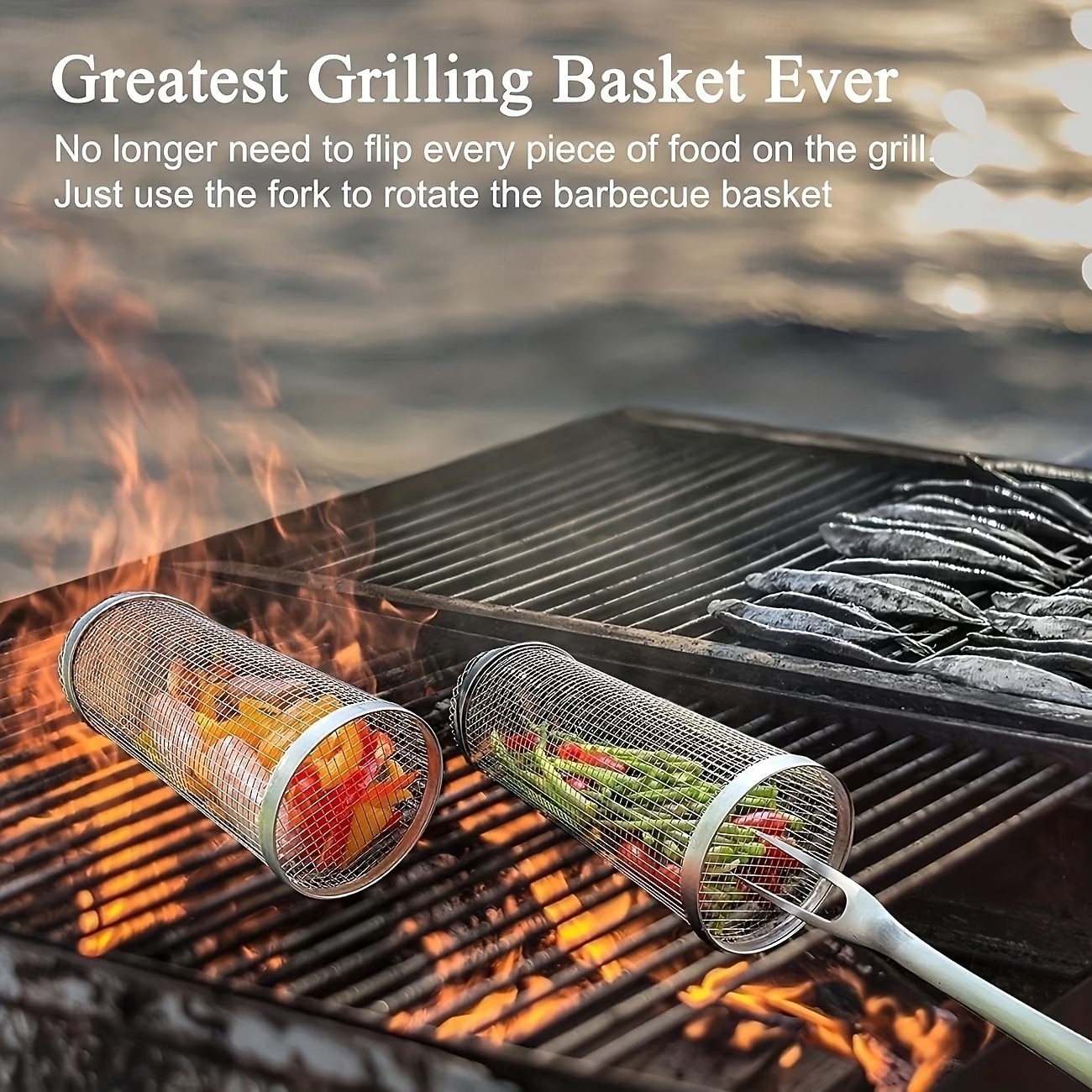 2pcs/set Portable Stainless Steel Barbecue Grill Set, Stainless Steel Portable Barbecue Cooking Rack, Barbecue Tool Set, Outdoor Grill Basket, Outdoor Camping Grill, Outdoor Round Barbecue Fire Pit 2026 - $22.99 –P5