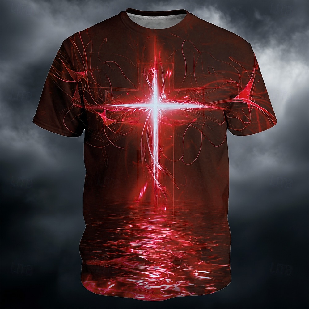 America's 250th Anniversary Men's Bible Cross T Shirt Short Sleeve T shirt 3D Print Crew Neck Shirt Religious Casual Daily Party Blue Red Green Summer Spring Clothing Apparel 2026 - $21.99 –P2