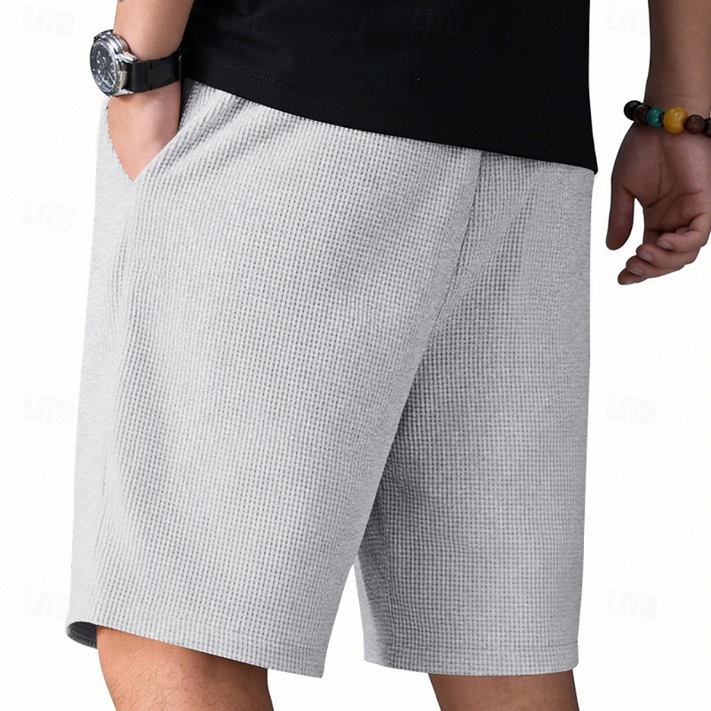 Hombre Pantalones cortos de gofres Pantalón corto Pantalones cortos de playa Pantalones cortos casuales Bolsillo Cintura elástica Plano Comodidad Transpirable Longitud de la rodilla Casual Exterior 2026 - $17.99 –P7