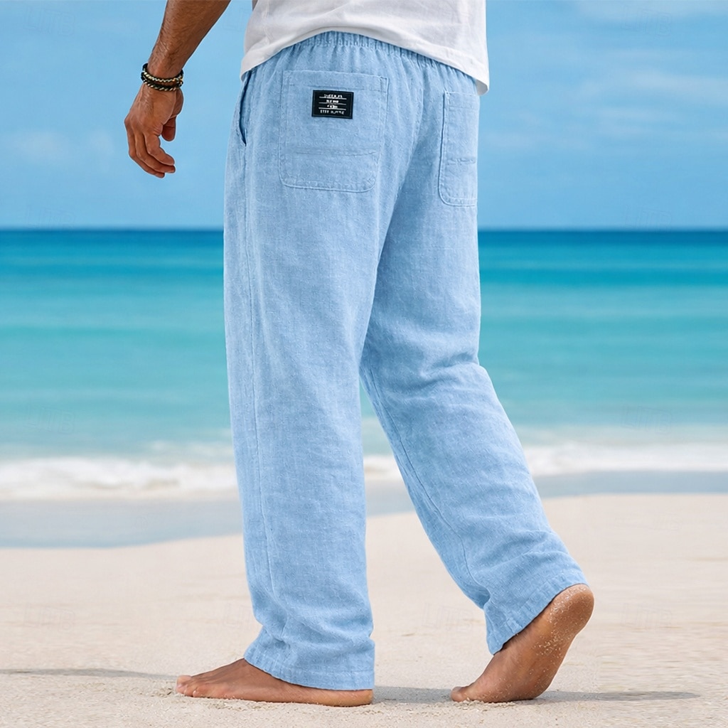 Homme Pantalons en Lin Pantalons Pantalon d'été Pantalons Amples Pantalons de Plage Cordon de serrage Taille Élastique Jambe Droite Couleur Unie Léger Respirant Longueur complète Occasionnel de 2026 ? $25.99 –P6