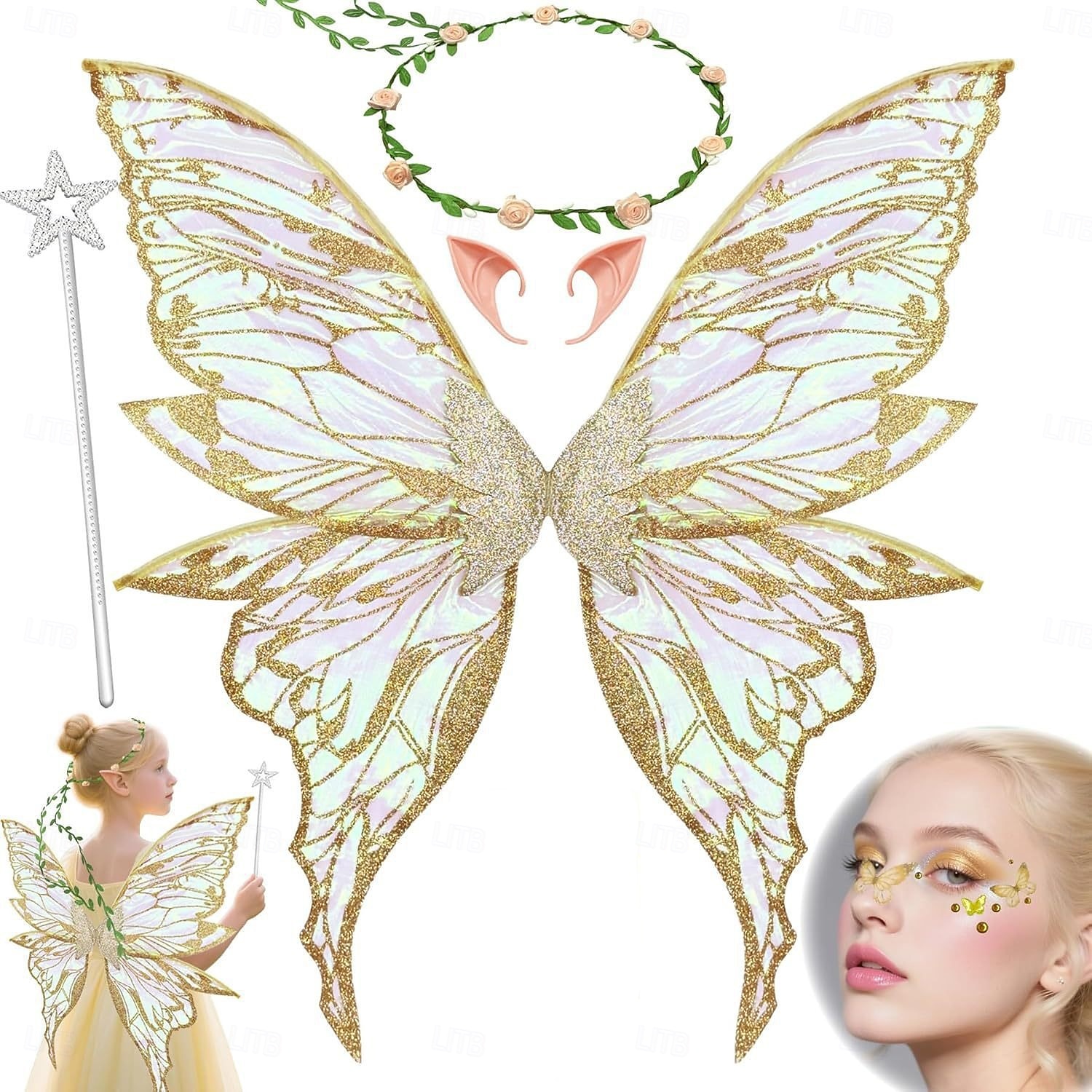 Médiéval Renaissance Ailes Accessoires Ear Cuffs Elfe Fée Papillon Déguisement Femmes Fantaisie Halloween Carnaval Performance LARP Foire de la Renaissance Adulte Plus d'accessoires de 2026 ? $18.99 –P9
