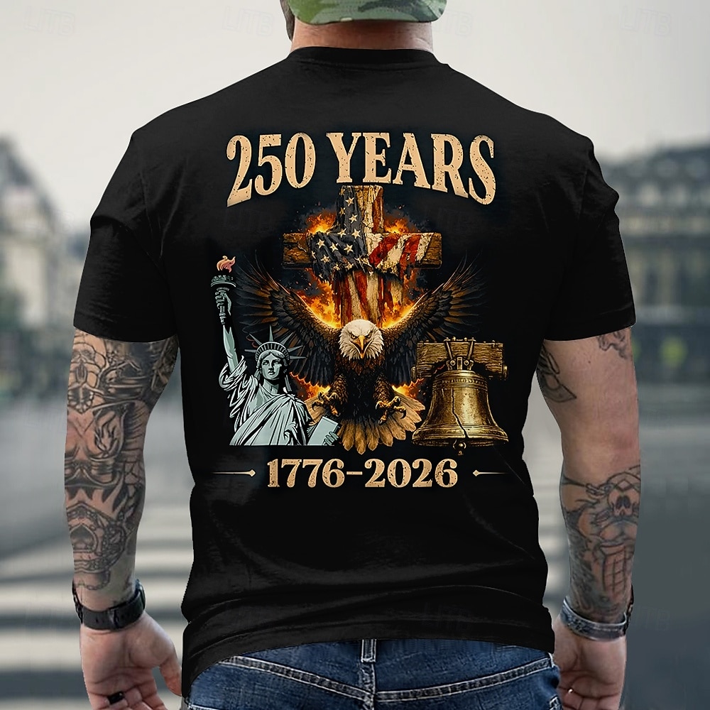 4th of July 2026 250th Memorial Day Men's 3D Print US Flag Crew Neck Short Sleeve T-Shirt Daily Street 2026 - $21.99 –P1